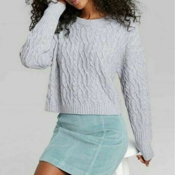 NWT Wild Fable Cable Knit Cropped Sweater - Picture 1 of 9